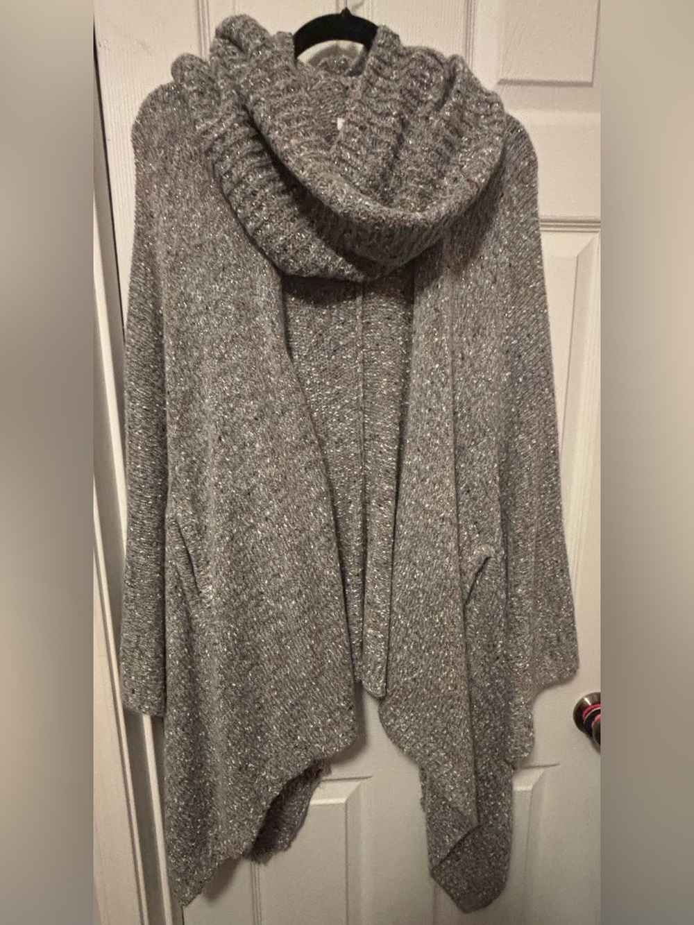 Tribal Jeans Brand Women's Gray  Knit Sweater / Shawl with detachable Cowl Neck